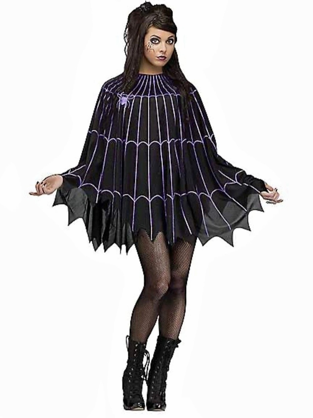 Spirit Halloween Purple Spiderweb Poncho Black & Purple
